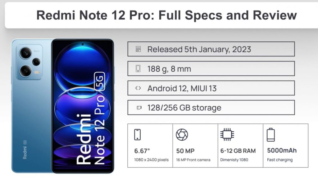 Redmi Note 12 Specifications.